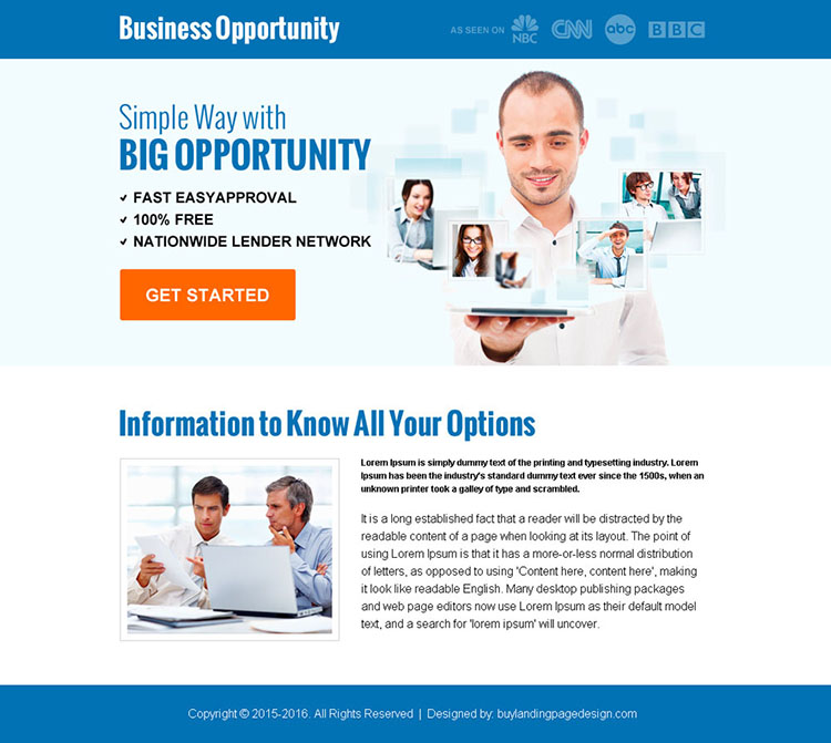 big business opportunity ppv landing page design