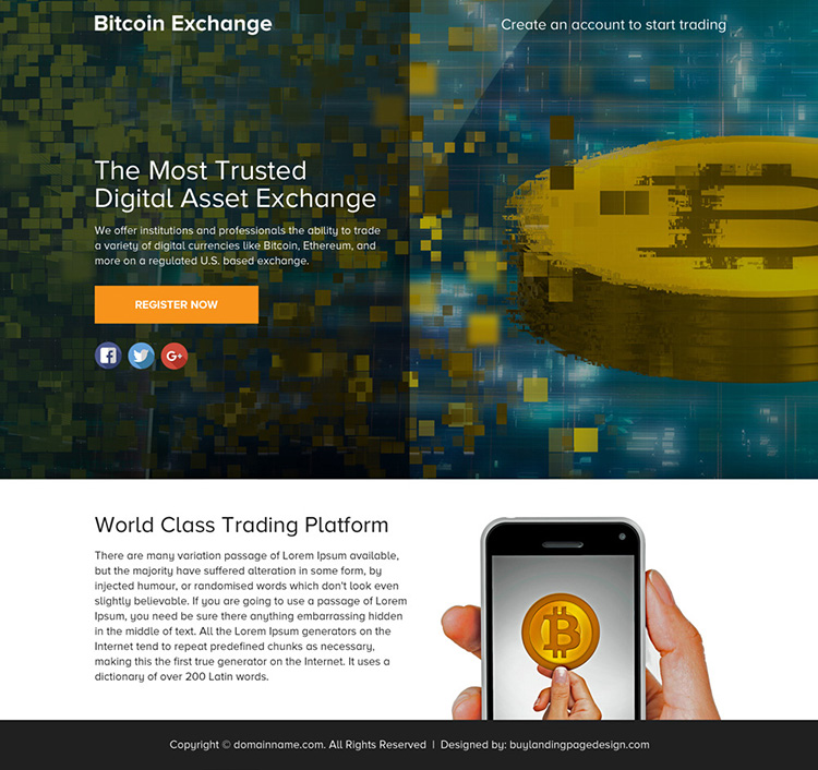 bitcoin exchange sign up capturing funnel page design