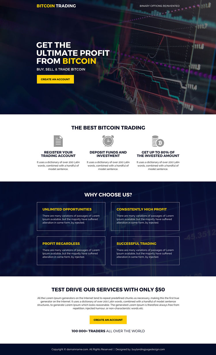 bitcoin trading mini responsive landing page design