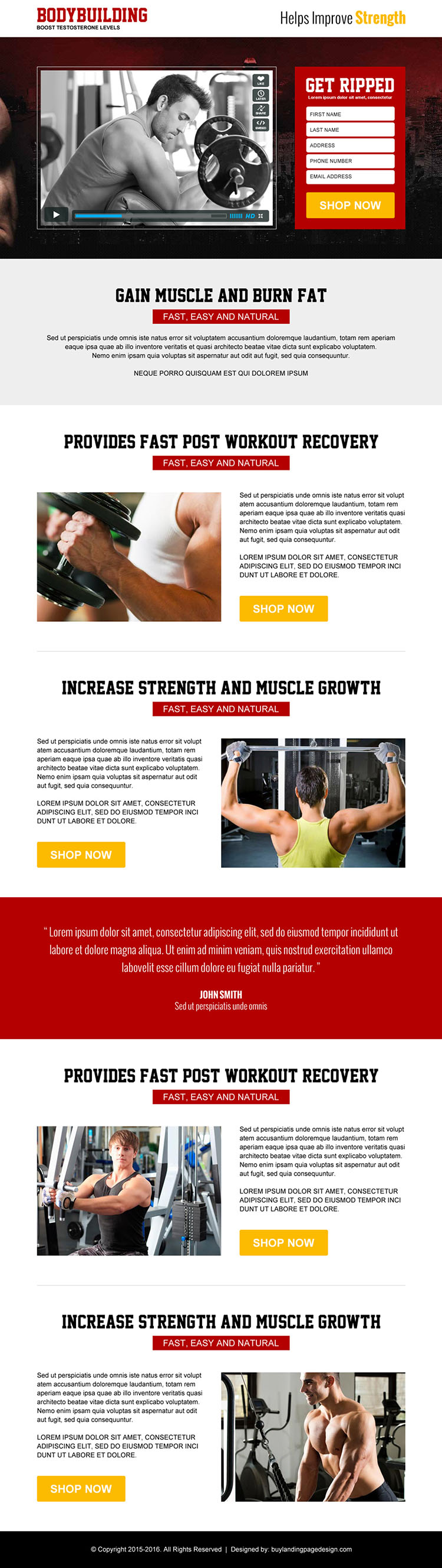 bodybuilding service lead generation video landing page design