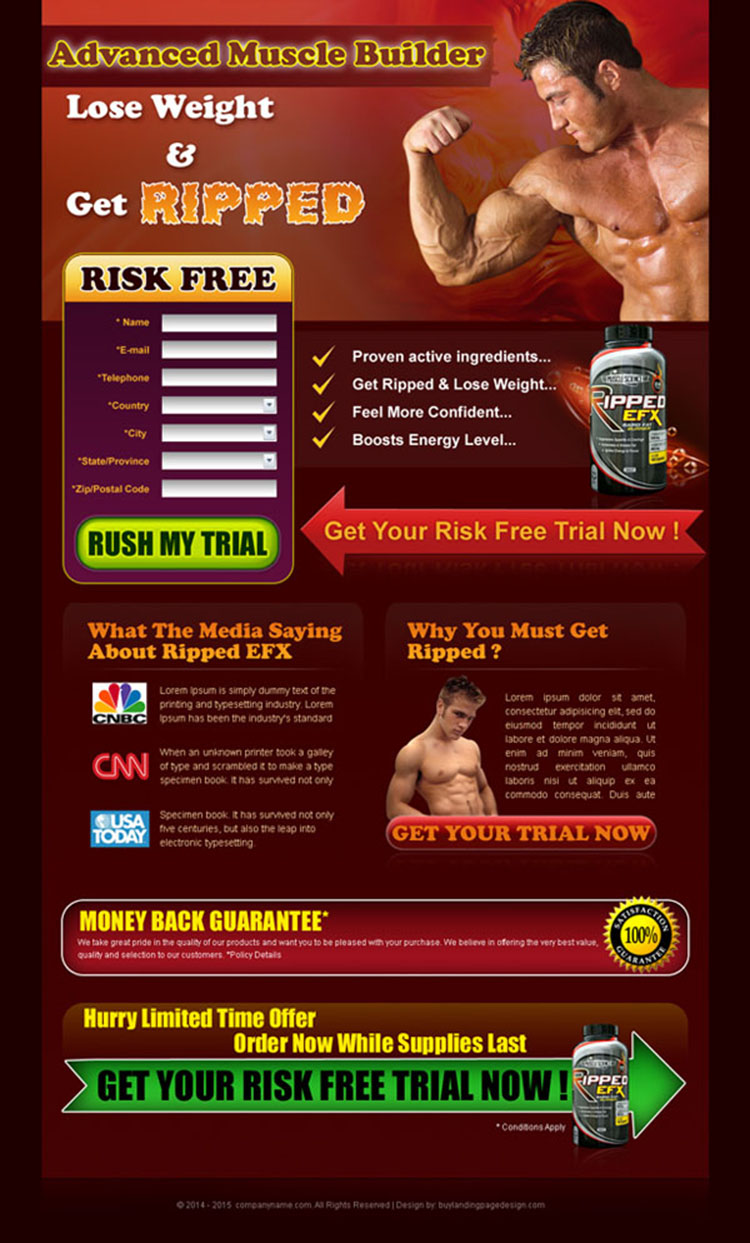 get ripped body building lead capture landing page
