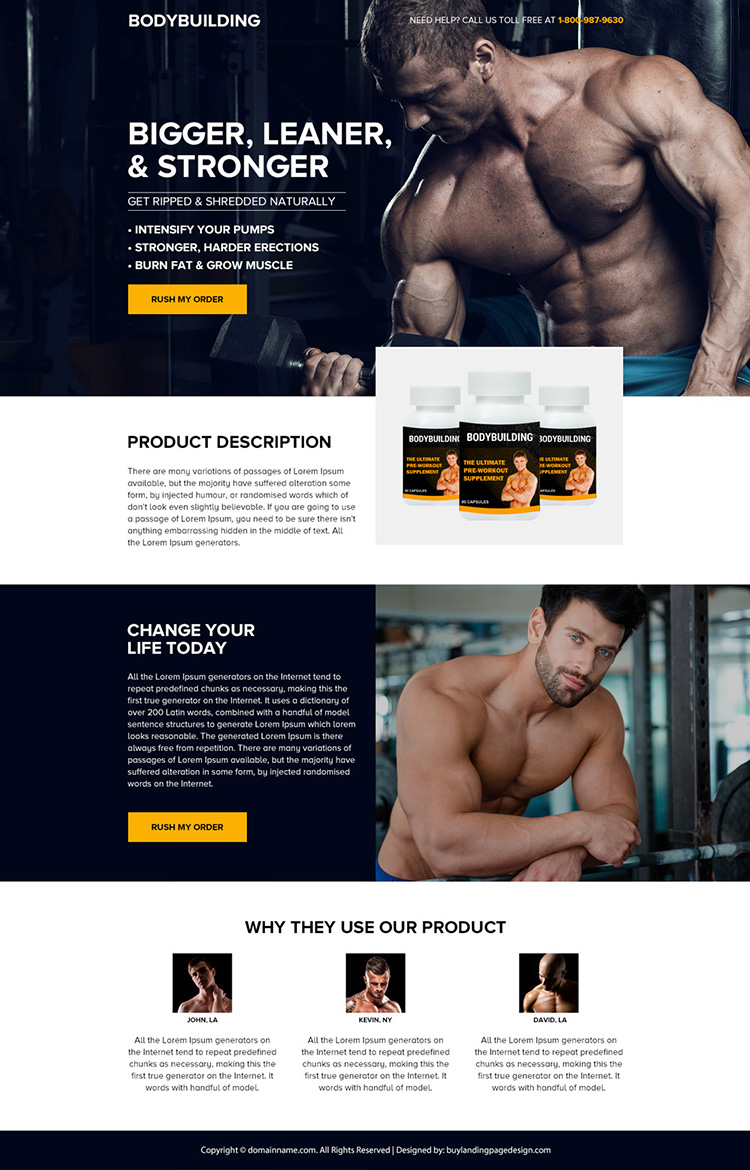 bodybuilding product selling bootstrap landing page