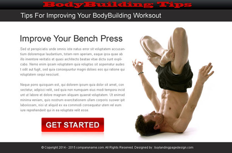 bodybuilding call to action ppv landing page design