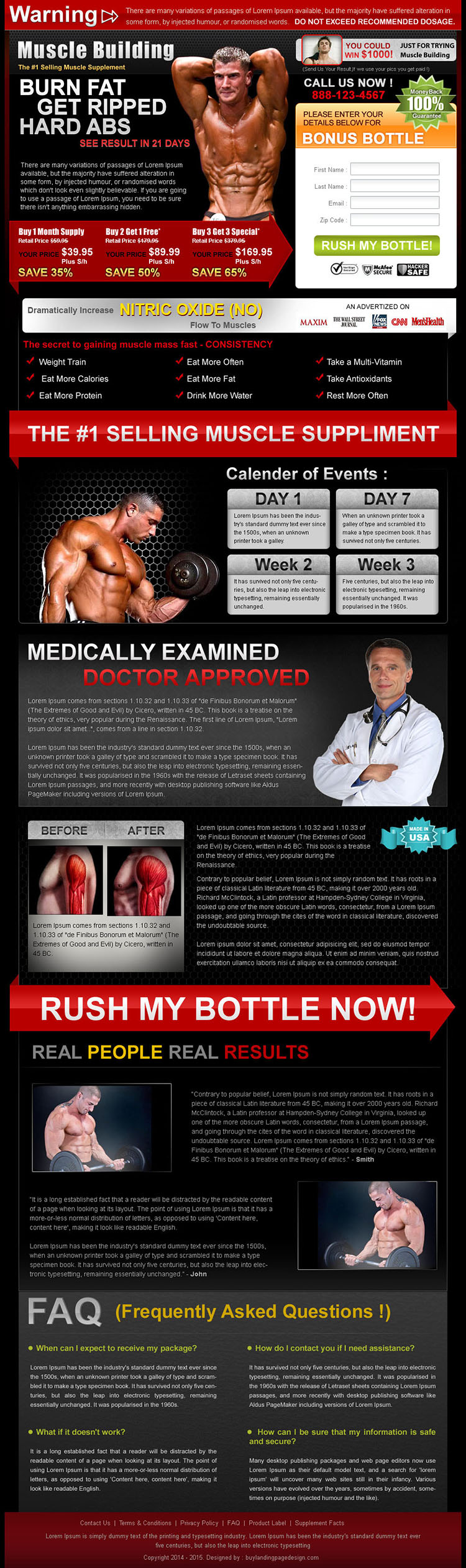 burn fat get ripped highest converting bodybuilding lead capture landing page design