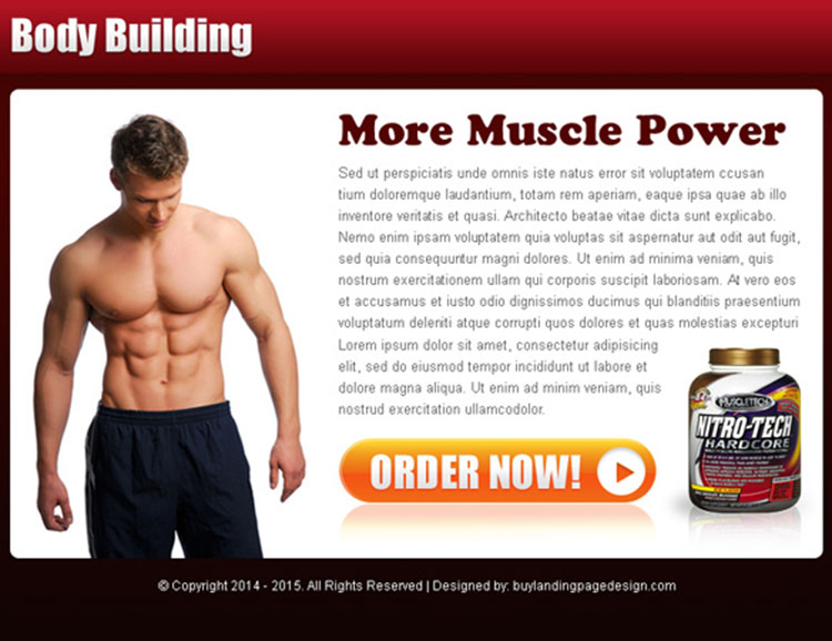 bodybuilding product selling ppv landing page design