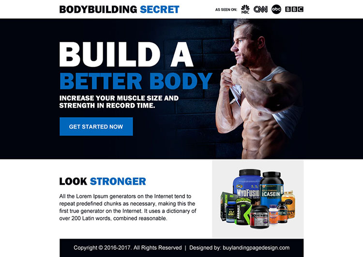 bodybuilding product selling ppv landing page design