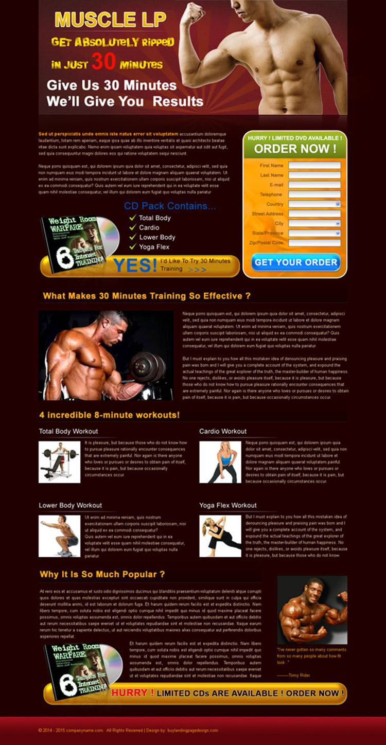 bodybuilding service lead capture lander design template