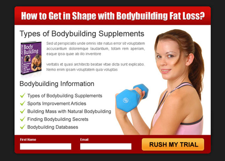 get in shape with body building fat loss product ppv landing page design