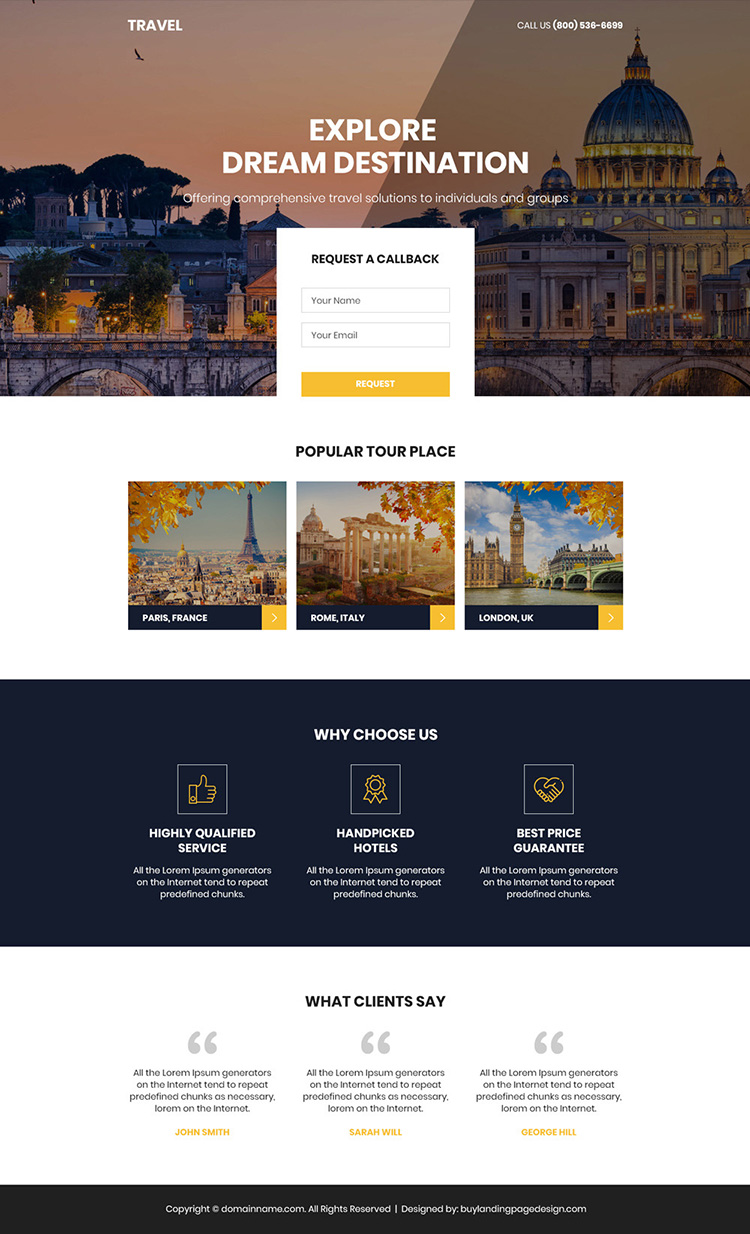 perfect holiday tour package booking responsive landing page design