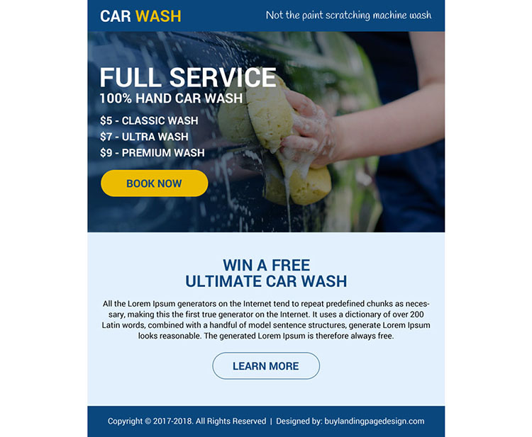 free car wash service booking ppv design