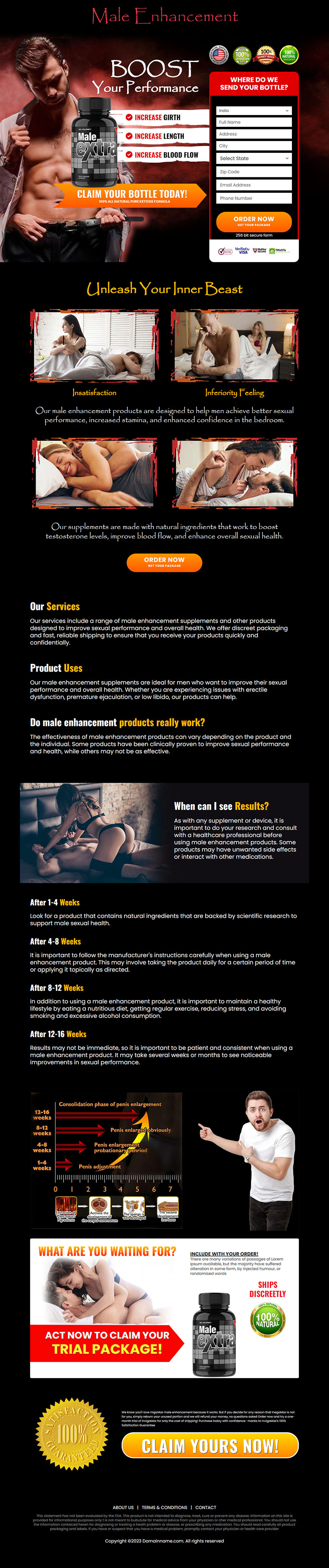 male enhancement supplement responsive lead capture landing page