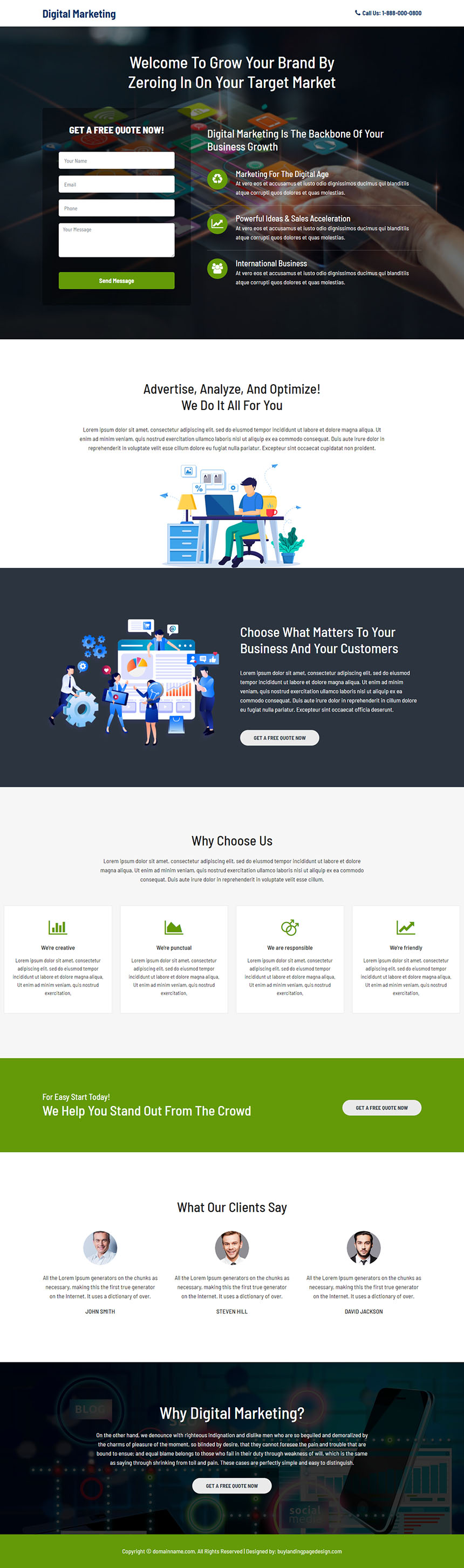 digital marketing responsive landing page design