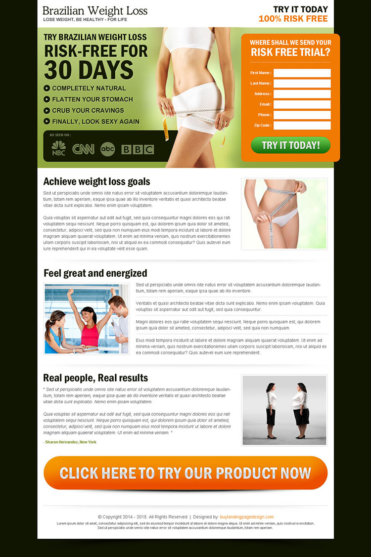 brazilian weight loss lead capture most effective landing page for weight loss product