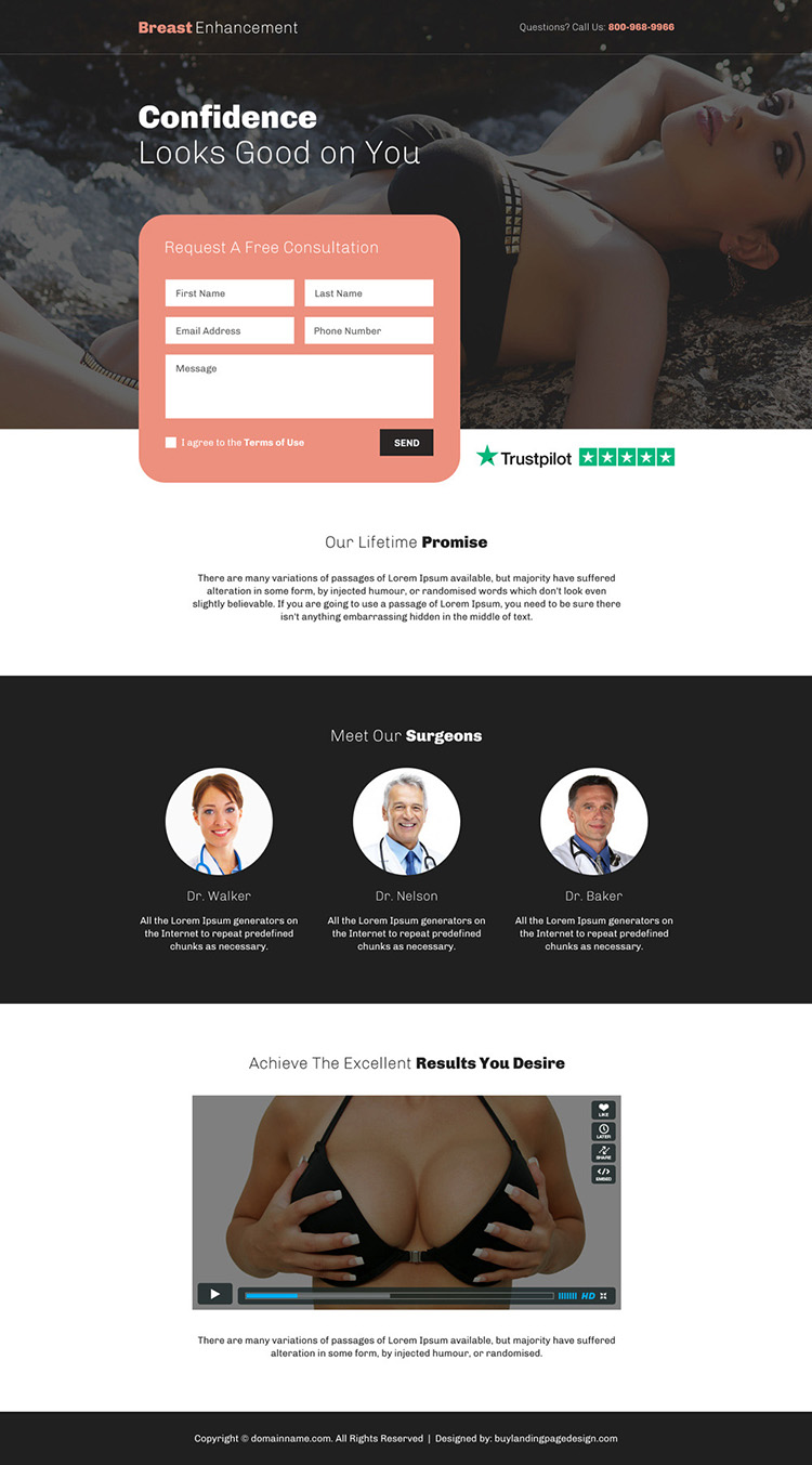 breast enhancement surgery responsive landing page