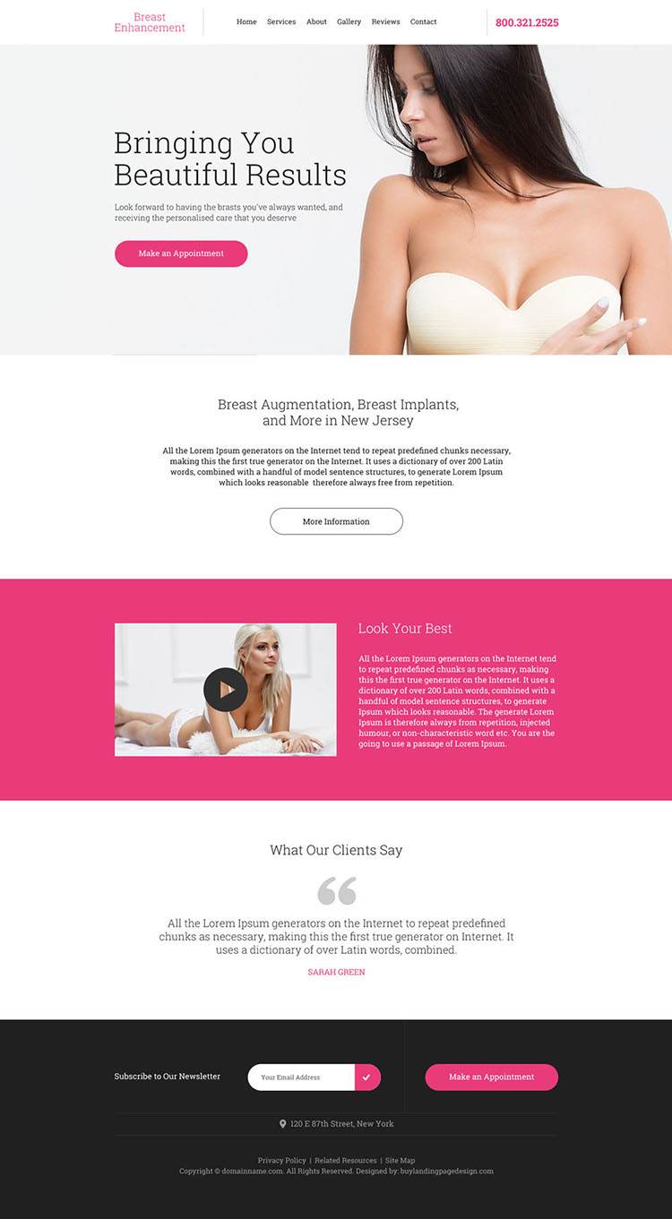 breast enhancement online appointment booking responsive website design