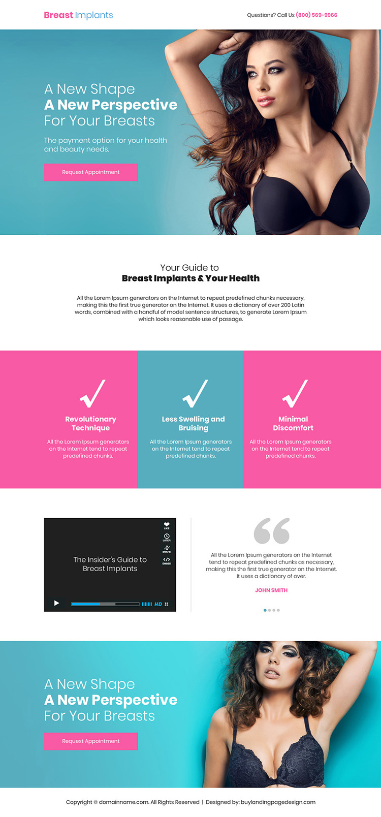 breast implants professional and responsive landing page design