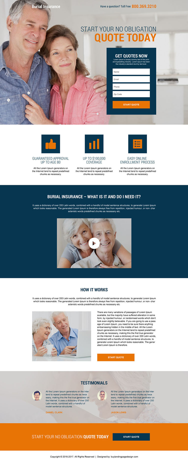 burial and final expense insurance responsive landing page