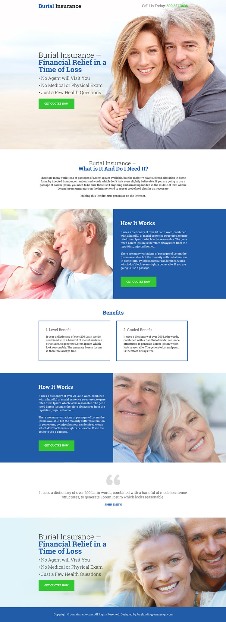 burial insurance for financial relief bootstrap landing page