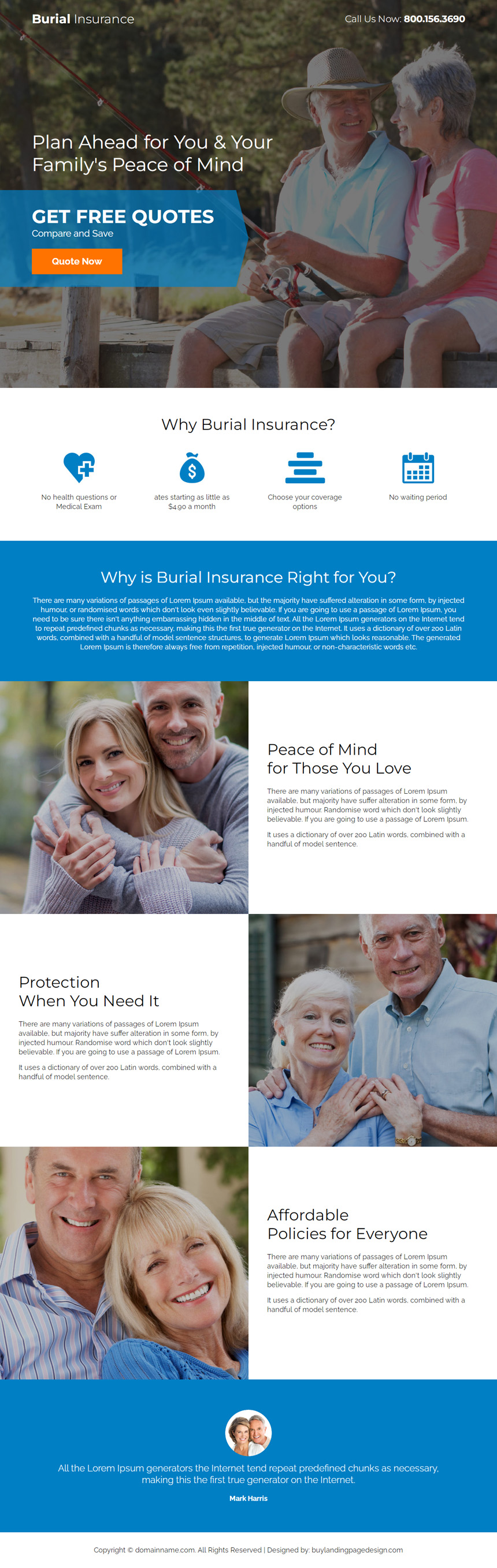 burial insurance plans for seniors responsive landing page