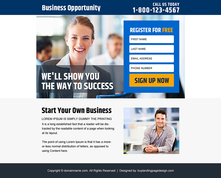 business opportunity sign up capturing PPV design