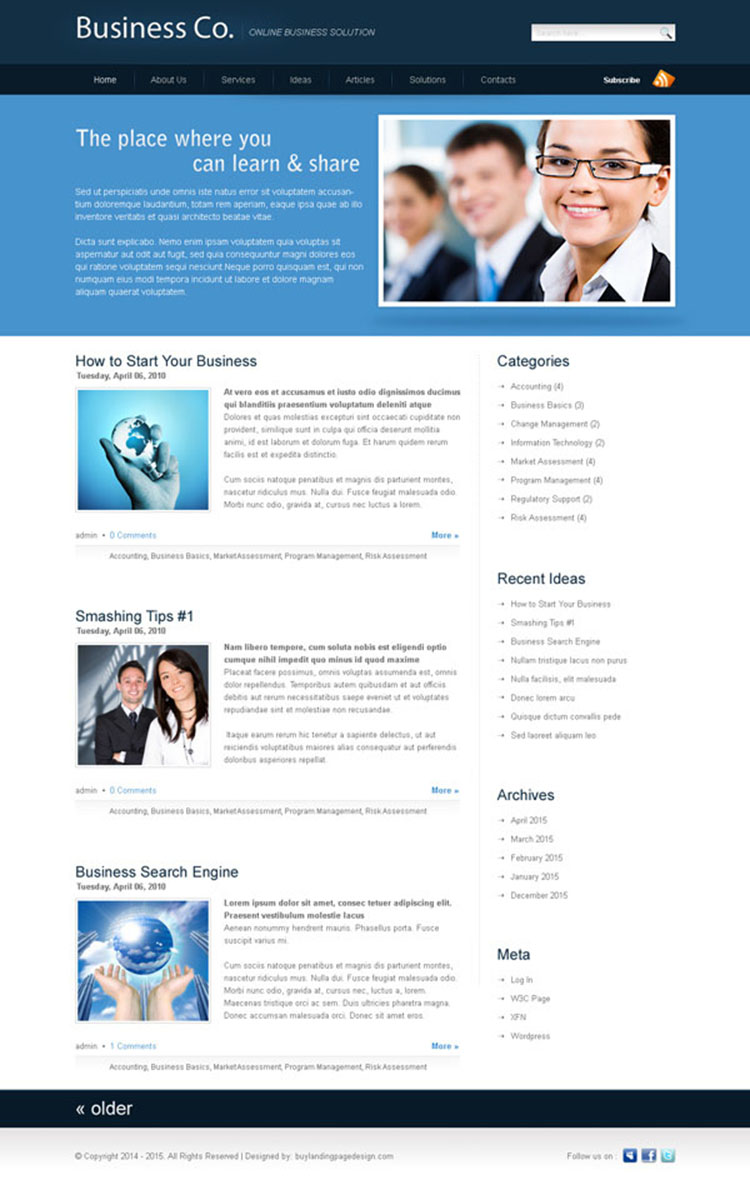 business company website template design psd for your online business