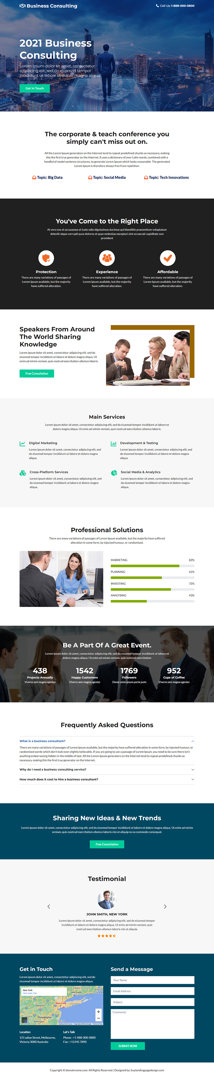 professional business consultation lead capture landing page