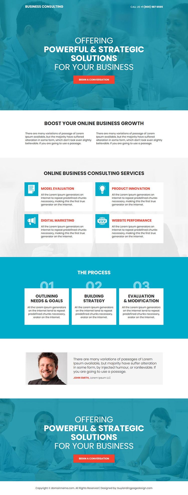 business consulting services responsive landing page