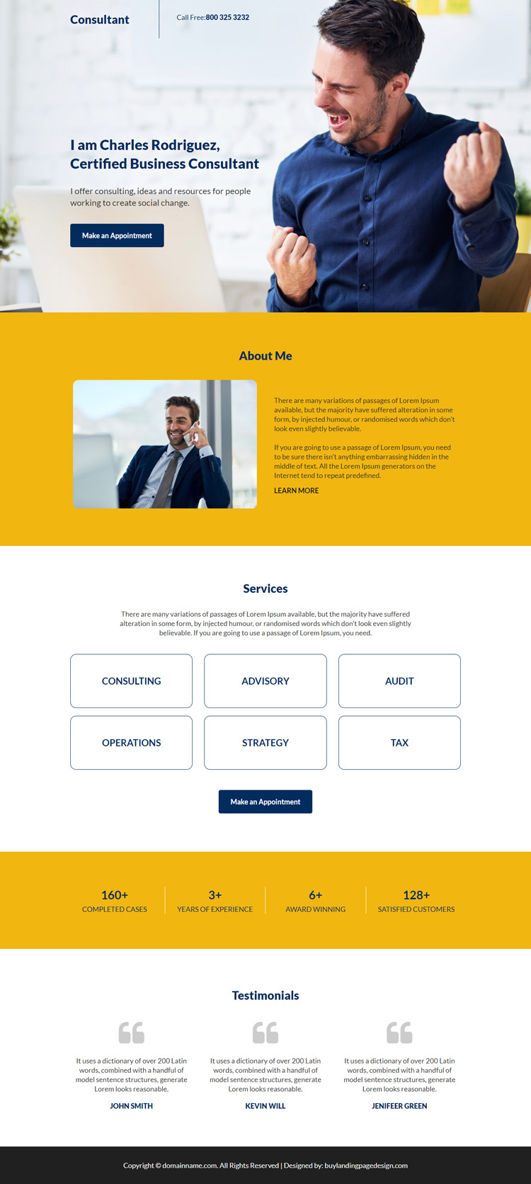 business consultant responsive lead capture landing page