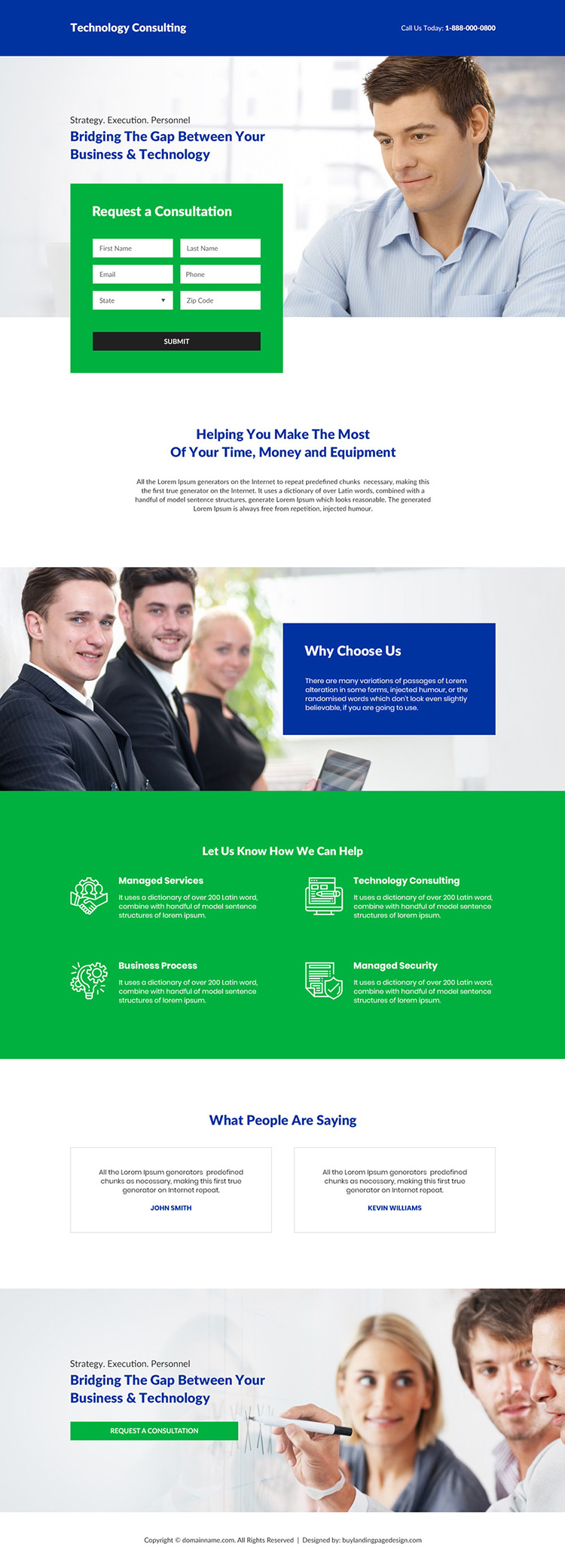 business consultation responsive landing page design