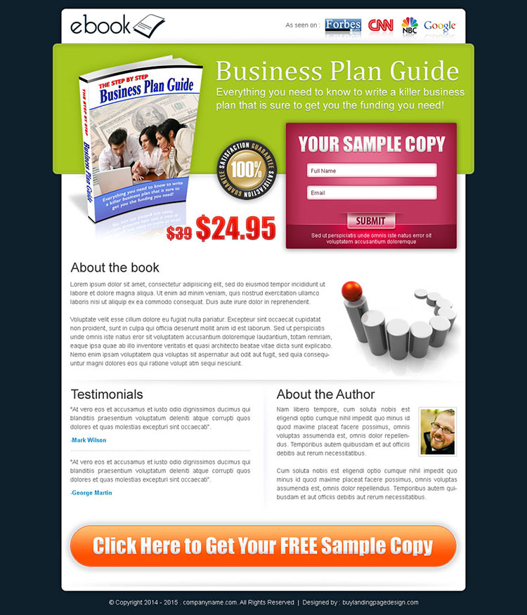 business ebook lead capture lander design