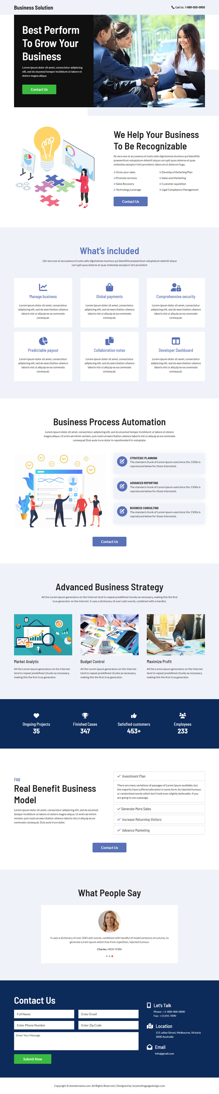 business growth solution lead capture landing page design