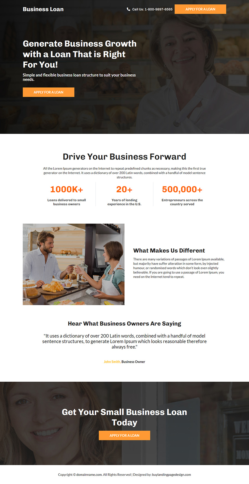 business owner loan lead capture responsive landing page
