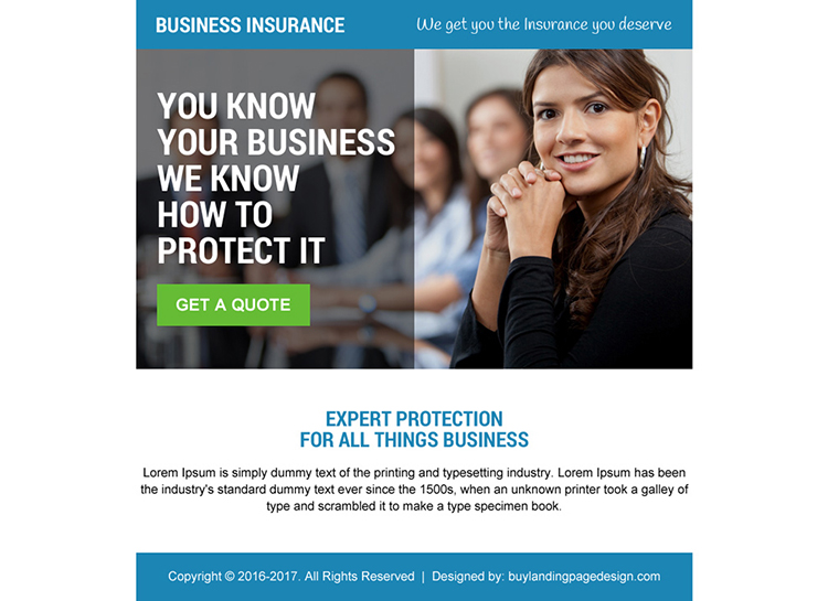 business insurance protection ppv landing page design