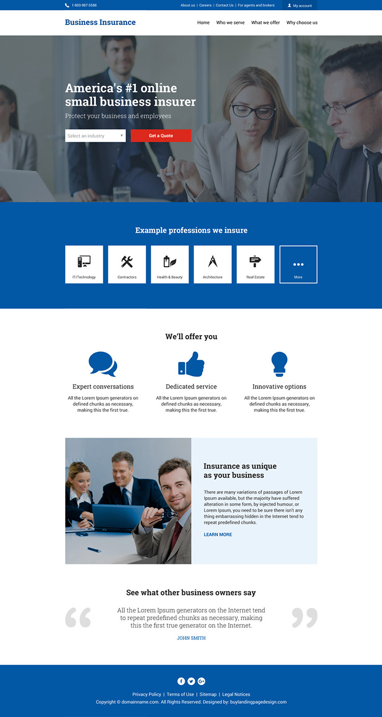 professional business insurance responsive website design