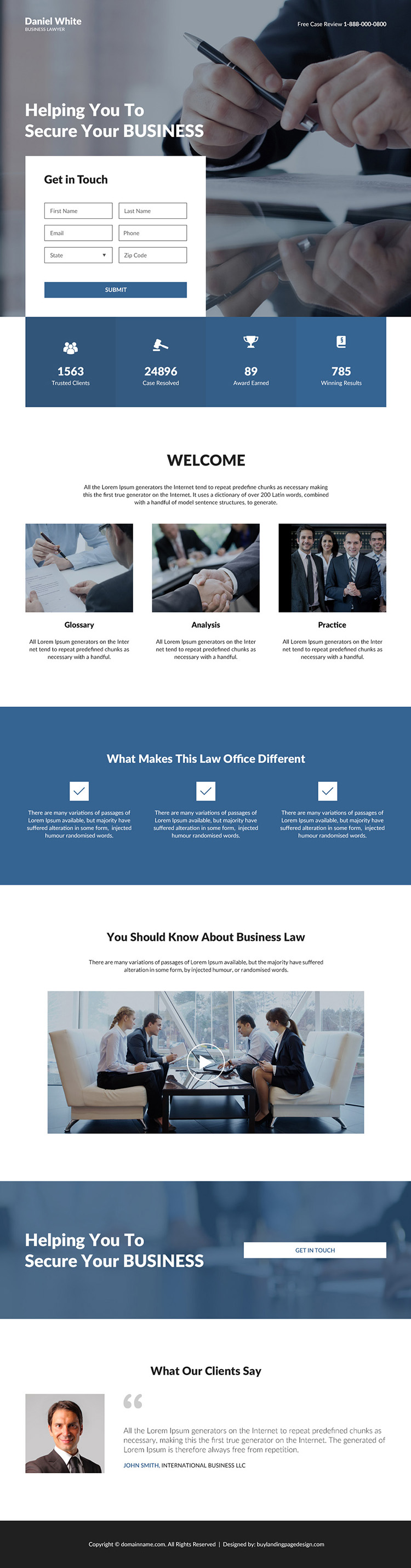 business lawyer lead capture responsive landing page design