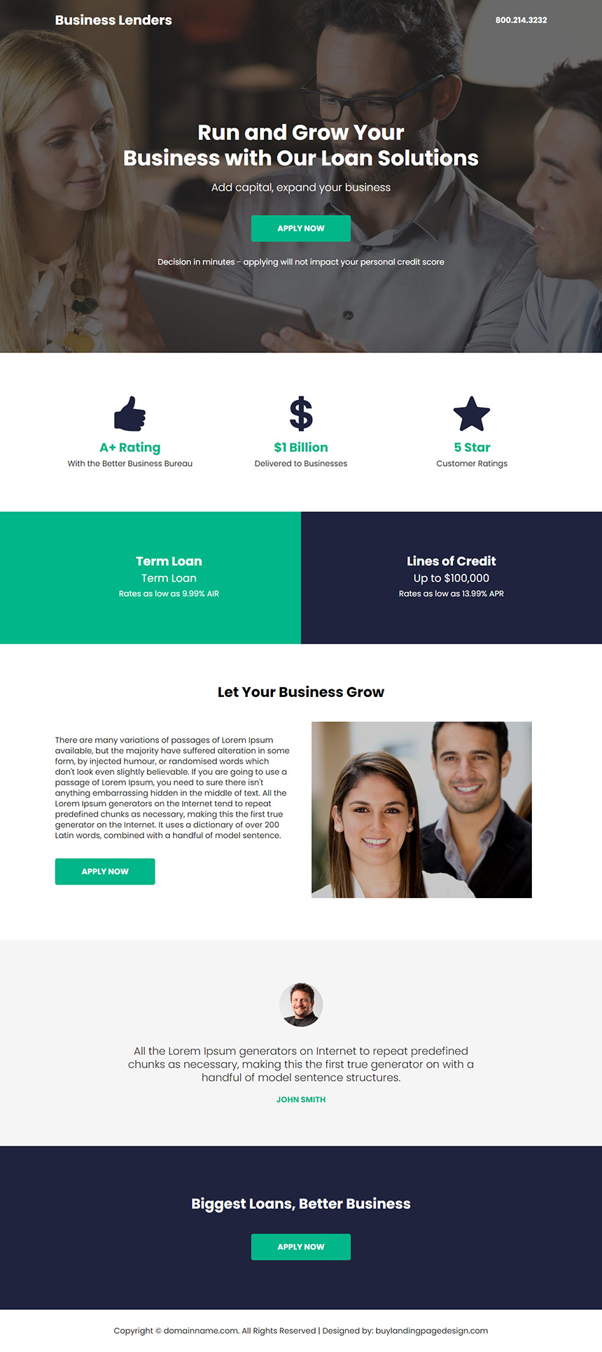 business lenders lead capture responsive landing page design