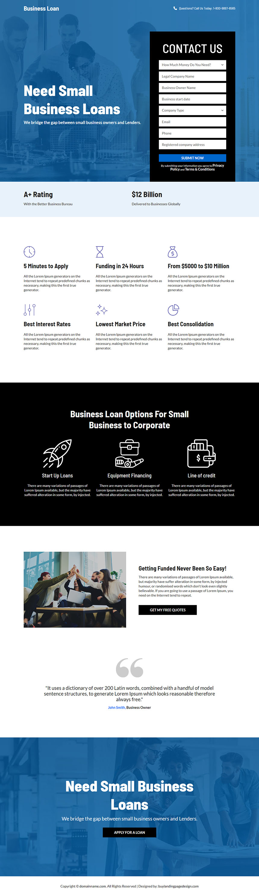corporate business loan lead capture responsive landing page