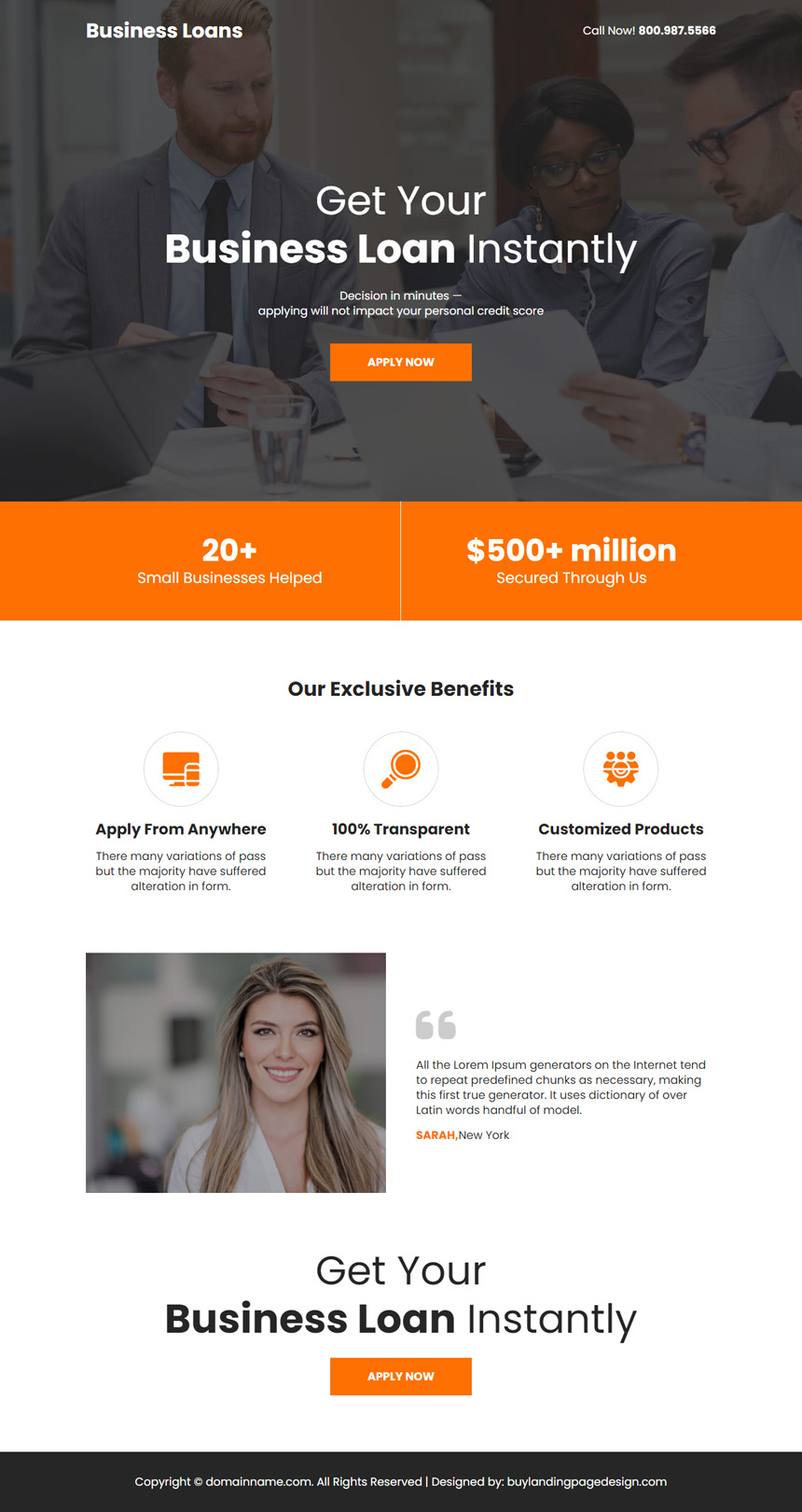 instant business loan responsive landing page