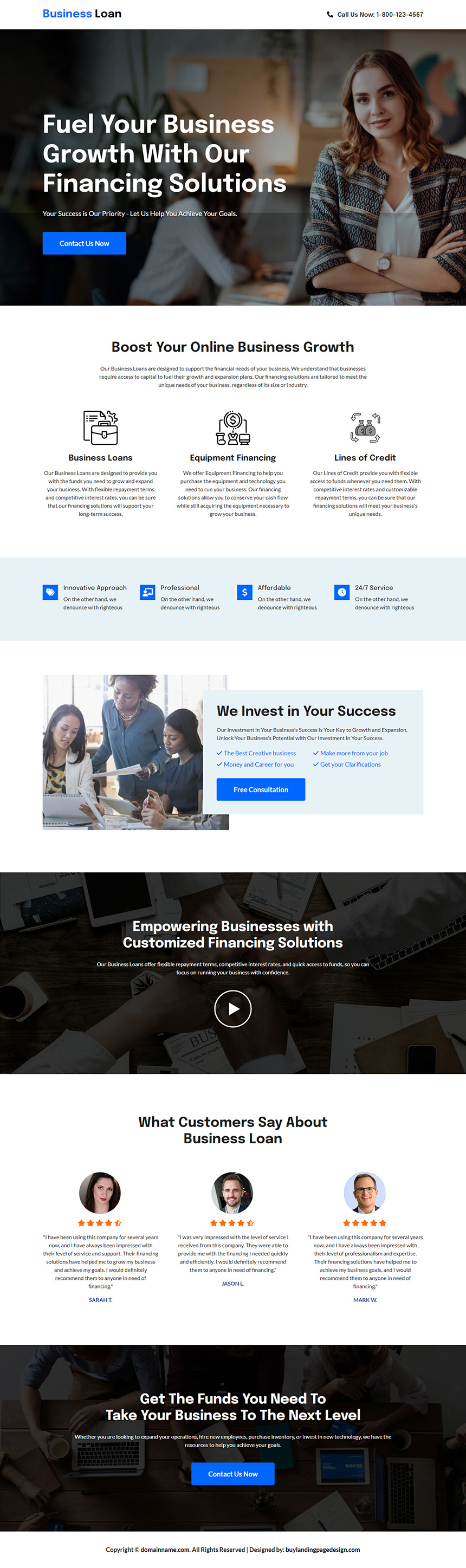 business financing solutions lead capture landing page