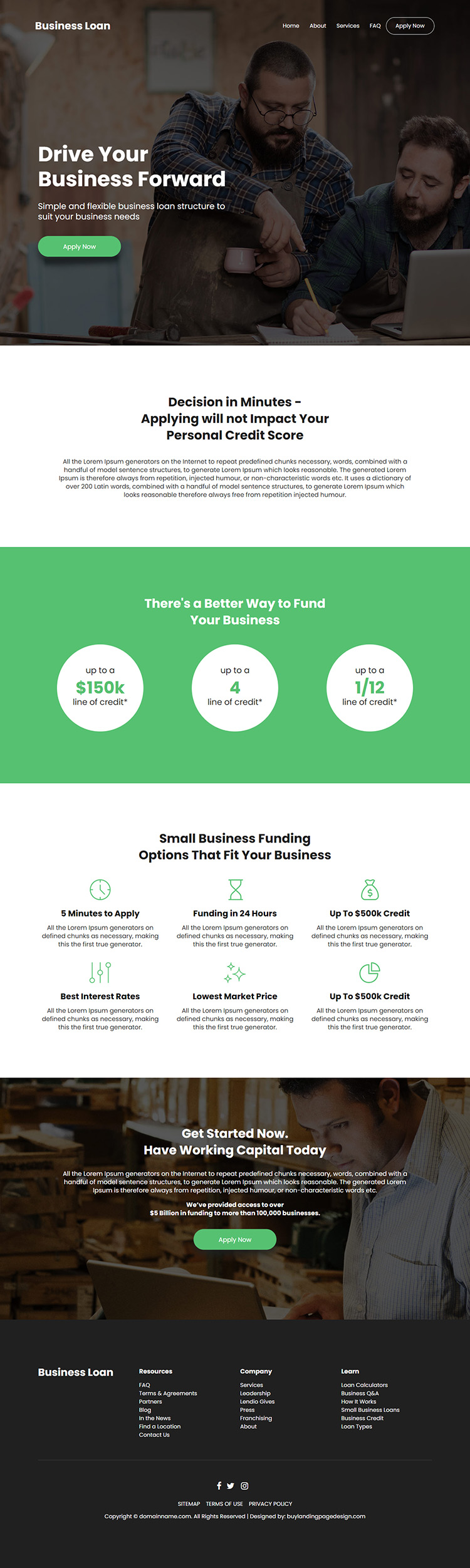 small business funding bootstrap website design