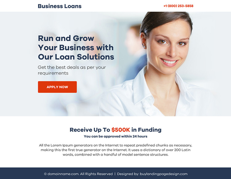 business loan solution ppv landing page design