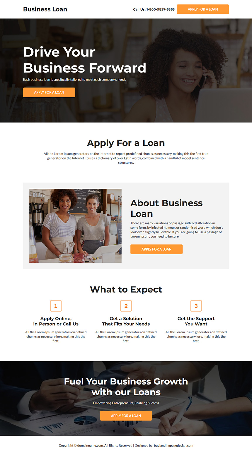 minimal business loan free consultation responsive landing page