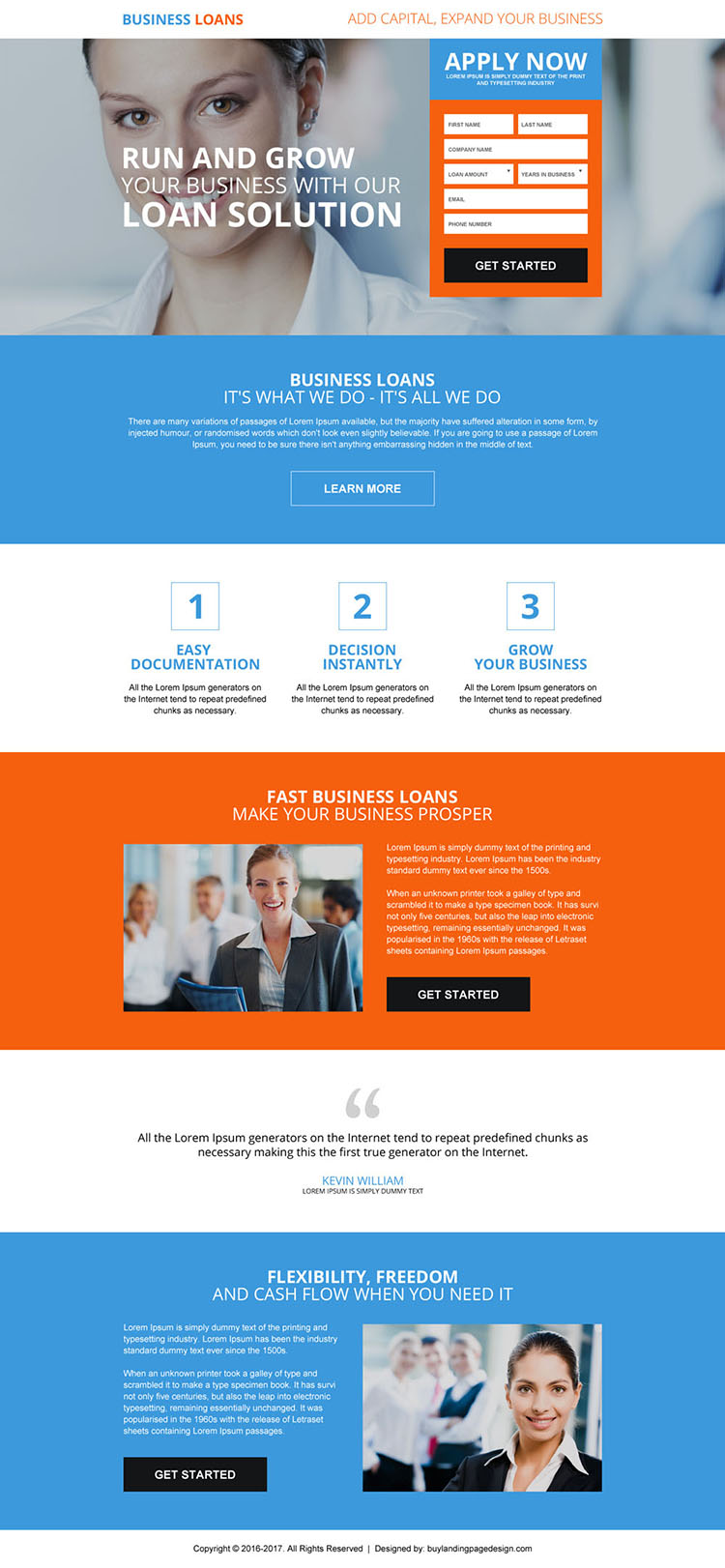 business loan best converting landing page design