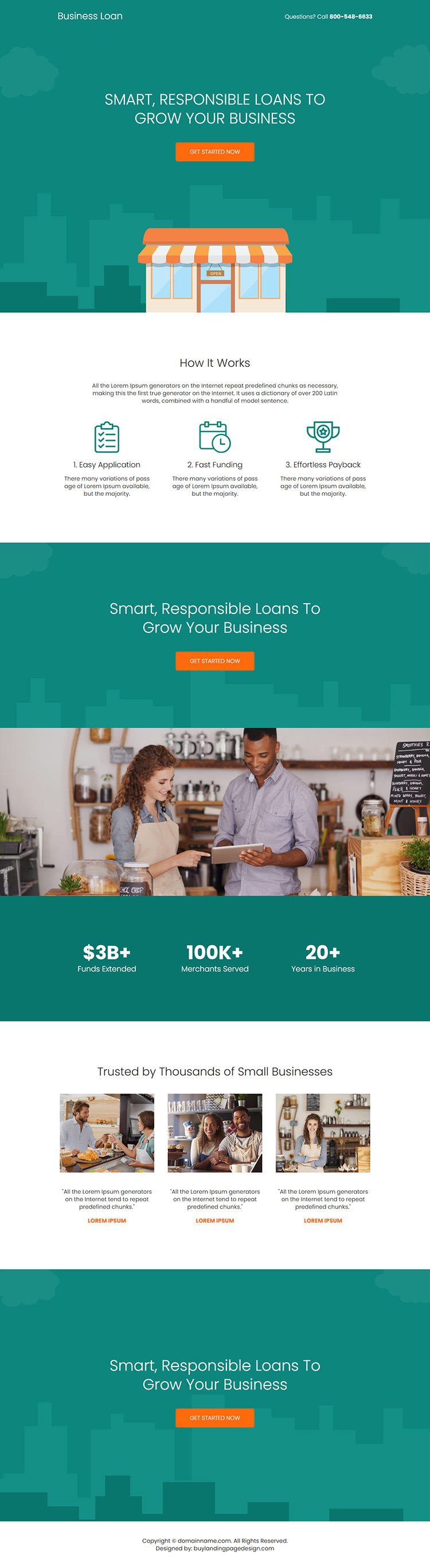business loan easy application responsive landing page design