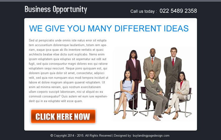 ideas for your business opportunity ppv landing page design template