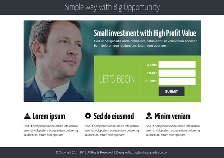 business opportunity lead capture ppv landing page design