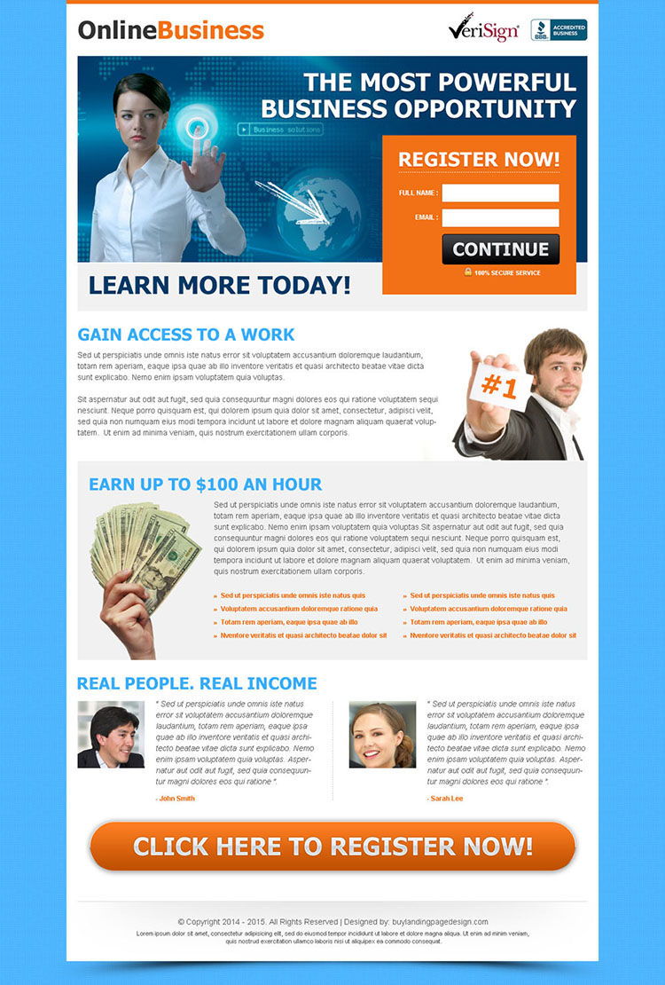 the most powerful business opportunity converting lead capture squeeze page design