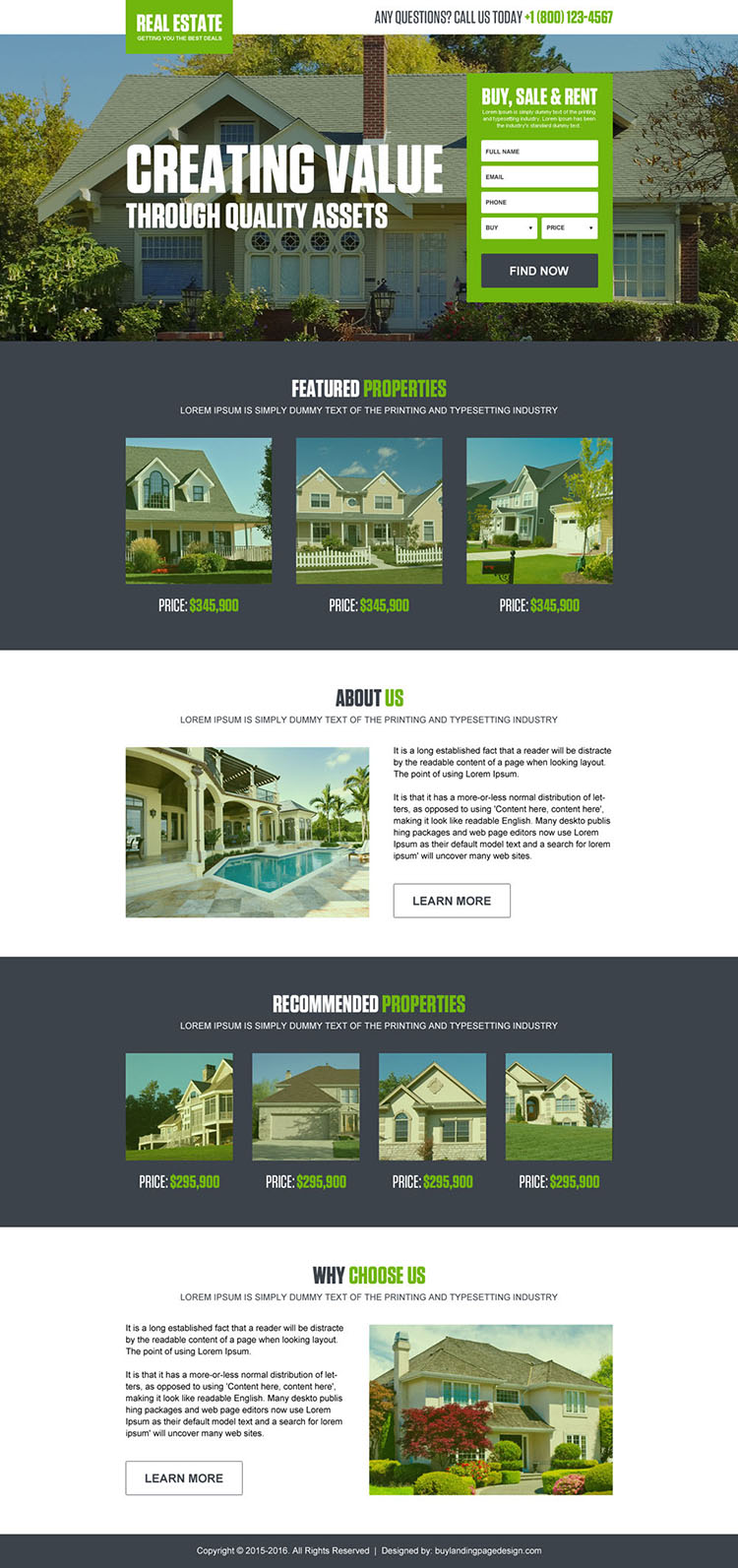 converting real estate listing landing page design template