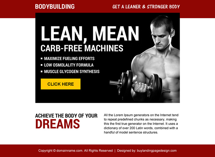 bodybuilding call to action ppv landing page design