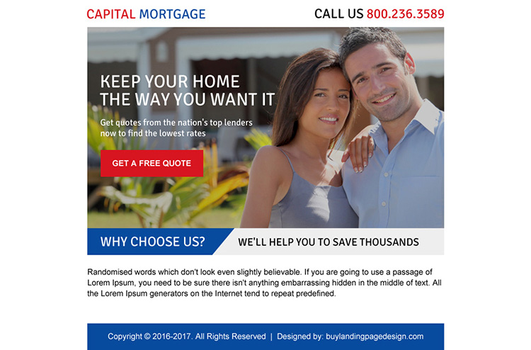 appealing capital mortgage ppv landing page design